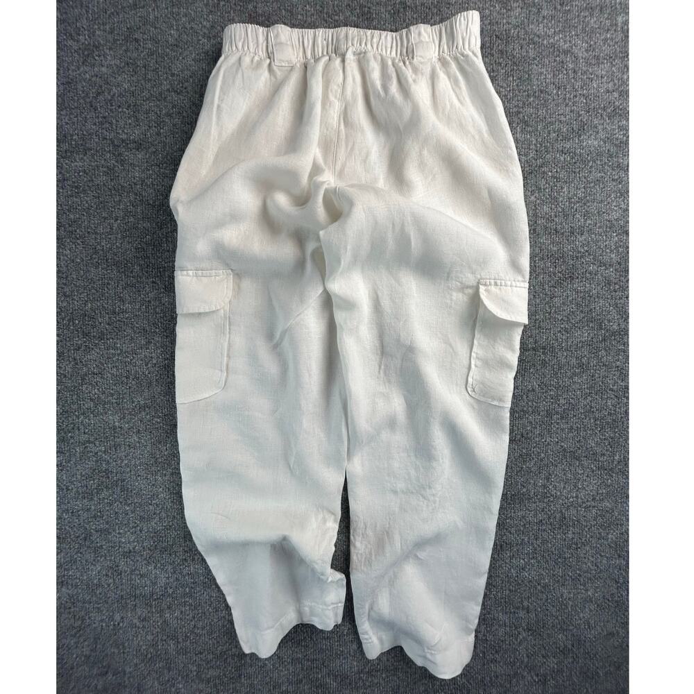 Rachel Roy Women's Linen Cargo Pants White Size 2 Cropped Utility - Picture 2 of 9